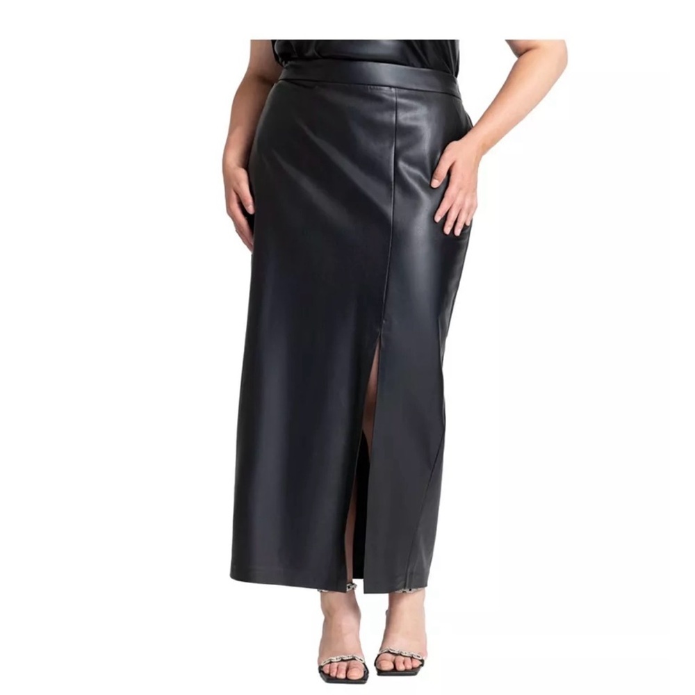 NWT Eloquii Black Faux Leather Pencil Skirt SZ 14